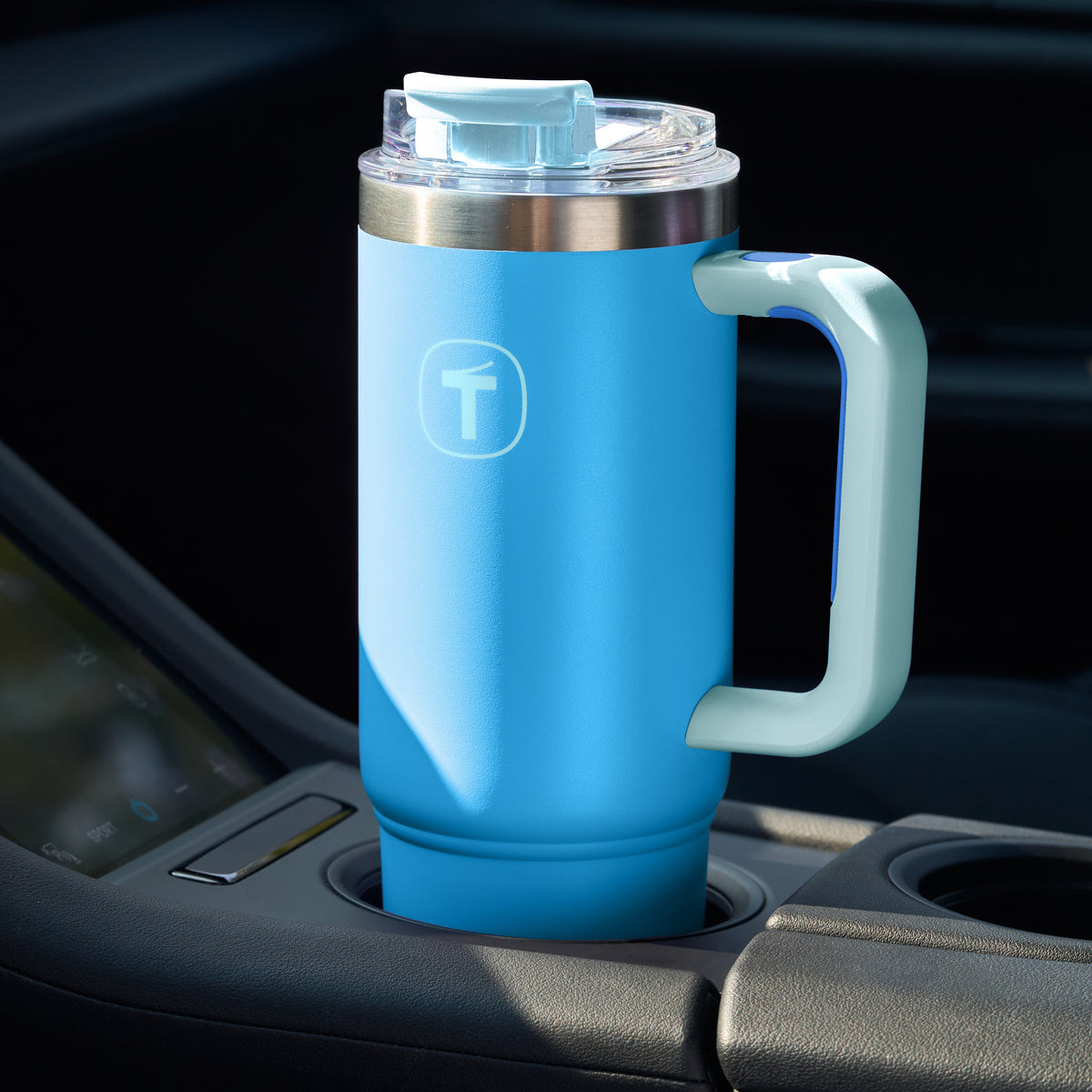 Copo Térmico Big T Com Canudo Tupperware Azul Claro 1,1L