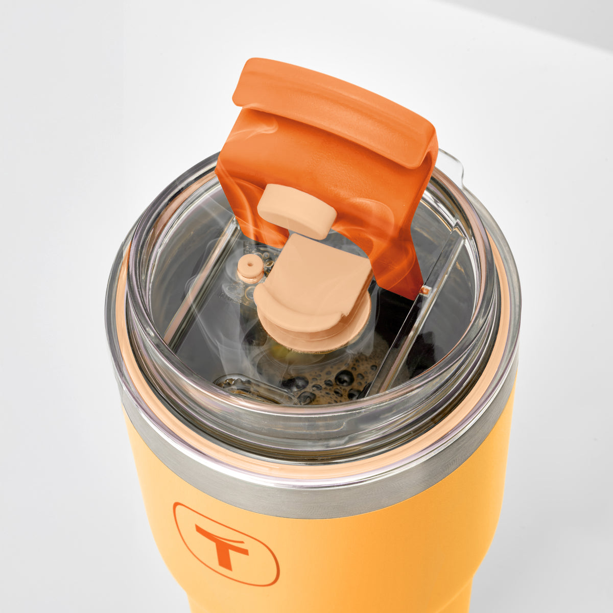 Copo Térmico Big T Com Canudo Tupperware Amarelo com Laranja 630ml