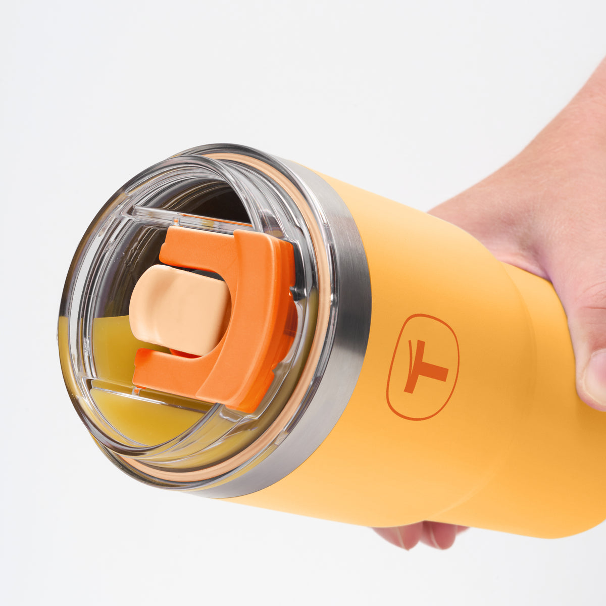 Copo Térmico Big T Com Canudo Tupperware Amarelo com Laranja 630ml