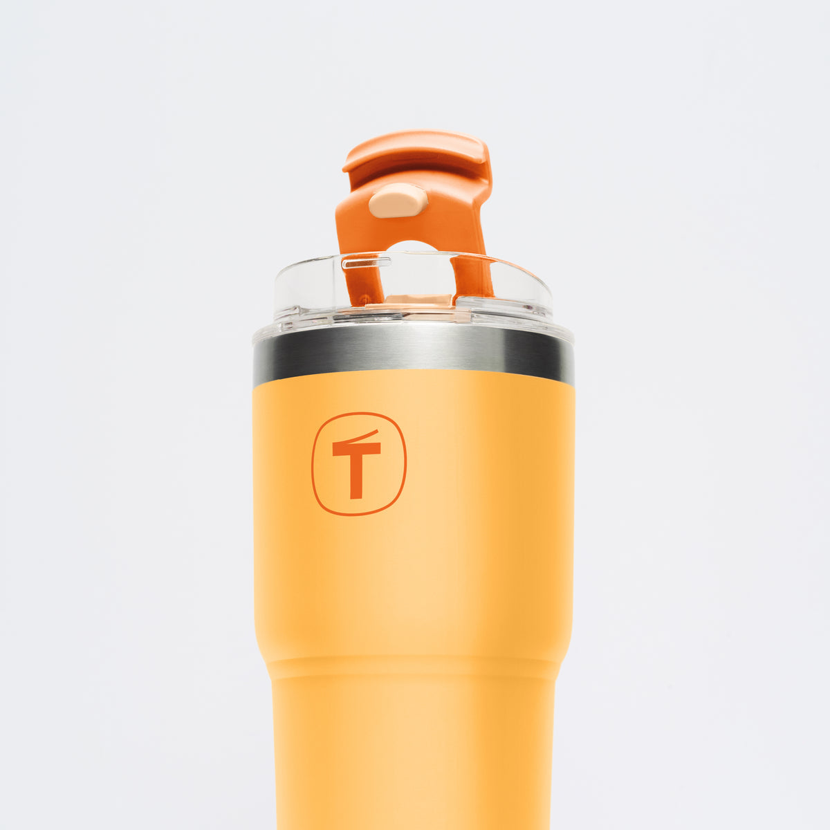 Copo Térmico Big T Com Canudo Tupperware Amarelo com Laranja 630ml