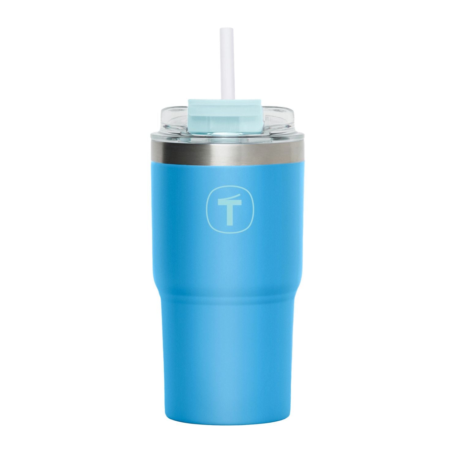 Copo Térmico Big T Com Canudo Tupperware Azul Claro 630ml