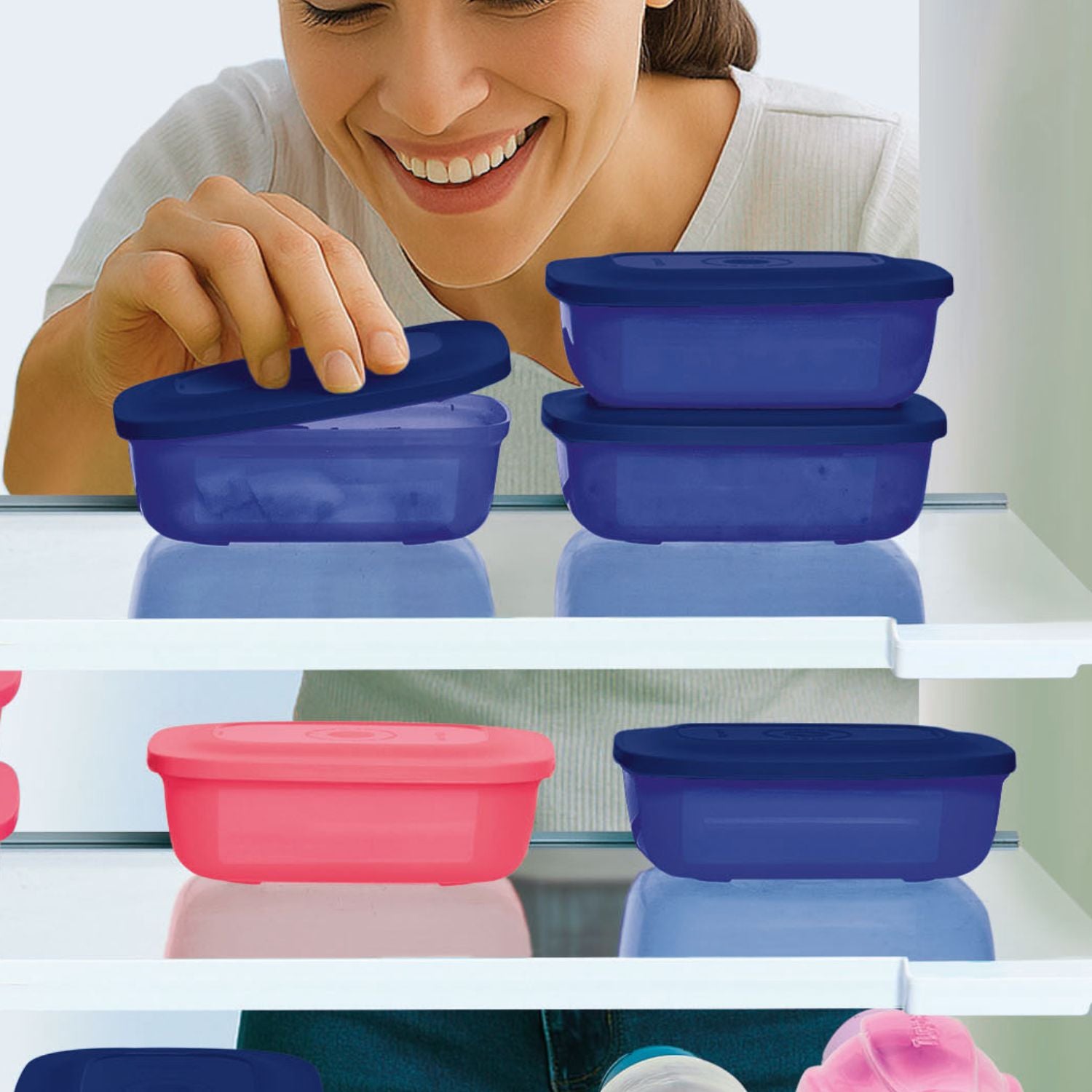 Pote Hermético Refri Safe Retangular Azul Tupperware Marinho 500ml Azul